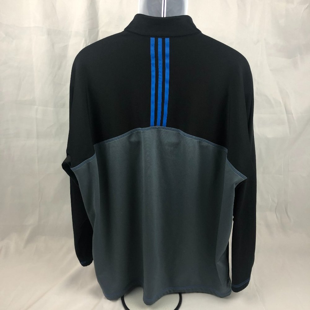 Adidas Mens Black Gray Sweatshirt Size 2XL Pullover Jacket 1/4 Zip Club Logo - Picture 4 of 6